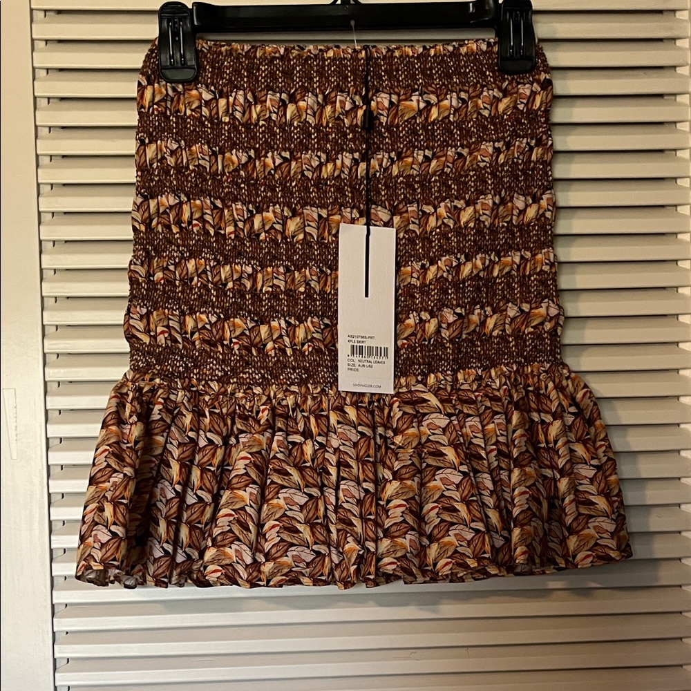 Acler Brown Patterned Mini Skirt